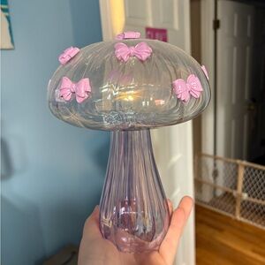 cupcakes & cashmere Glass Mushroom with Pink and Purple Accents